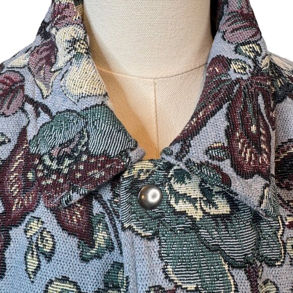 NWT ZARA Medium Blue Floral Tapestry Shacket - Picture 4 of 14